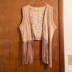Miss Me faux suede fringe vest size M